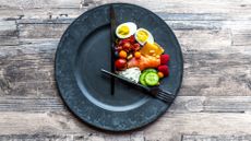 Plate of food split into thirds 
